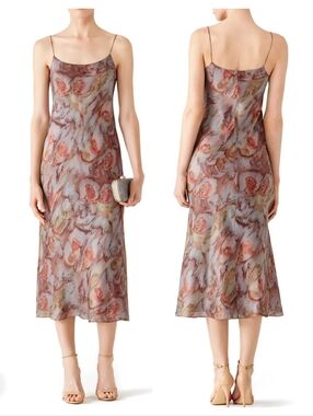 Vince Watercolor Silk Slip Dress Large